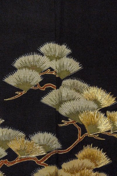 画像7: O0624H 女性用留袖  化繊 黒, 花 【中古】【USED】【リサイクル】 ★☆☆☆☆【O0624H】 (7)