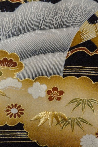 画像8: O0624H 女性用留袖  化繊 黒, 花 【中古】【USED】【リサイクル】 ★☆☆☆☆【O0624H】 (8)