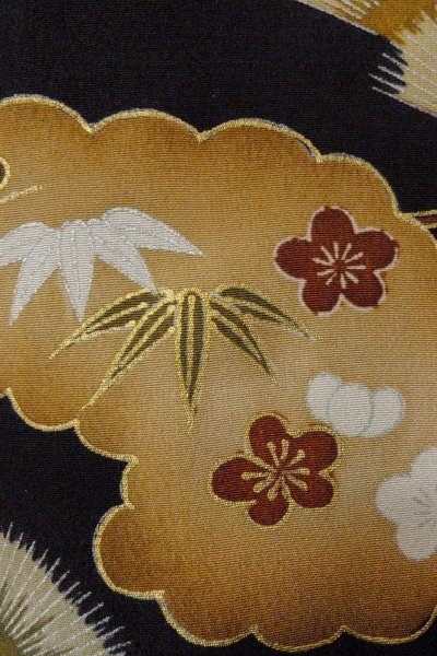 画像10: O0624H 女性用留袖  化繊 黒, 花 【中古】【USED】【リサイクル】 ★☆☆☆☆【O0624H】 (10)