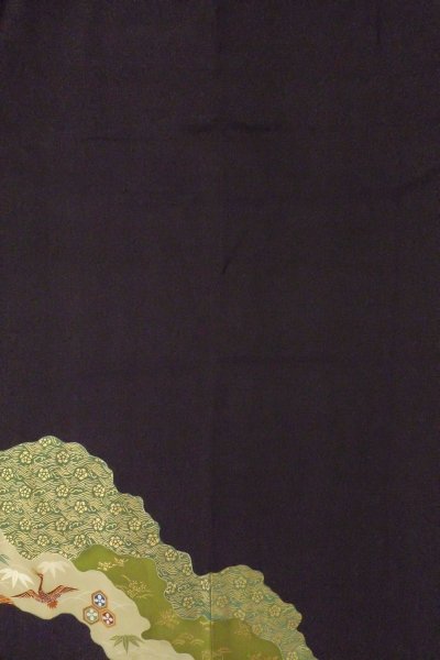 画像6: O0624I 女性用留袖  シルク（正絹） 黒, 梅 【中古】【USED】【リサイクル】 ★★★☆☆【O0624I】 (6)