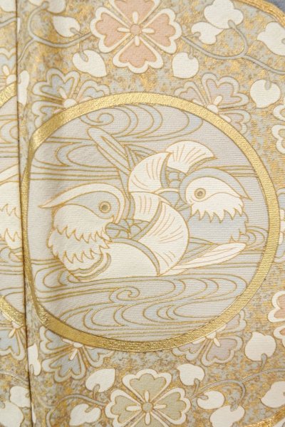 画像10: O0624J 女性用留袖  シルク（正絹） 青み灰色, 唐花 【中古】【USED】【リサイクル】 ★★★☆☆【O0624J】 (10)