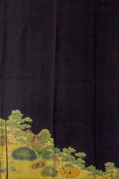 画像6: O0624L 女性用留袖  シルク（正絹） 黒, 花 【中古】【USED】【リサイクル】 ★★★☆☆【O0624L】 (6)