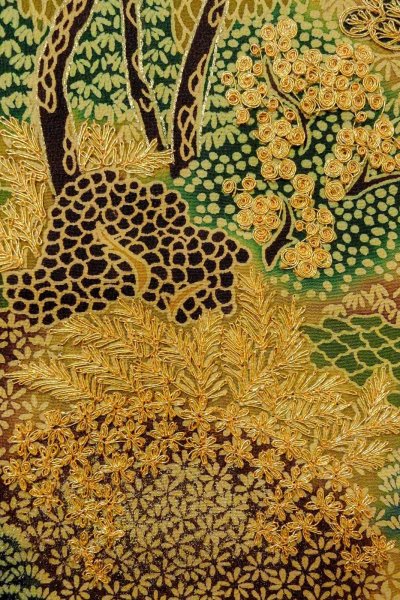 画像7: O0624L 女性用留袖  シルク（正絹） 黒, 花 【中古】【USED】【リサイクル】 ★★★☆☆【O0624L】 (7)