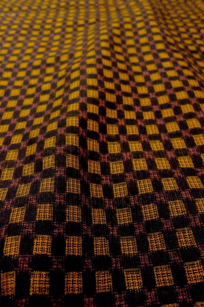 画像7: O0624M 女性用紬  シルク（正絹） 深い黄色, チェック柄 【中古】【USED】【リサイクル】 ★★★☆☆【O0624M】 (7)