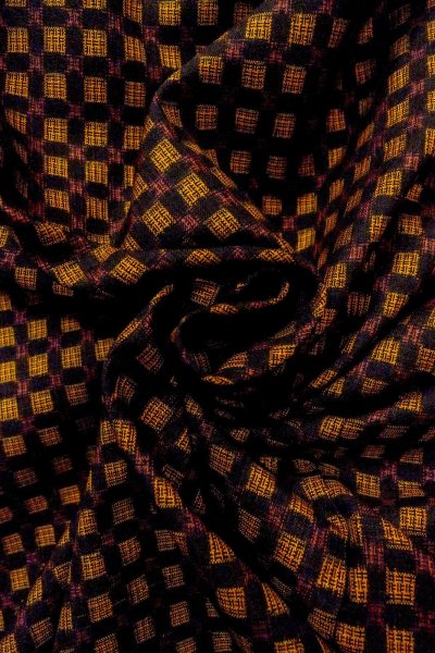 画像10: O0624M 女性用紬  シルク（正絹） 深い黄色, チェック柄 【中古】【USED】【リサイクル】 ★★★☆☆【O0624M】 (10)