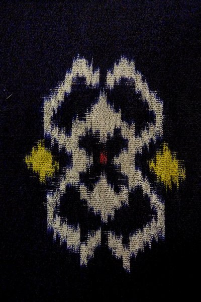 画像6: O0624N 女性用織  シルク（正絹） 黒, 幾何学模様 【中古】【USED】【リサイクル】 ★★★☆☆【O0624N】 (6)