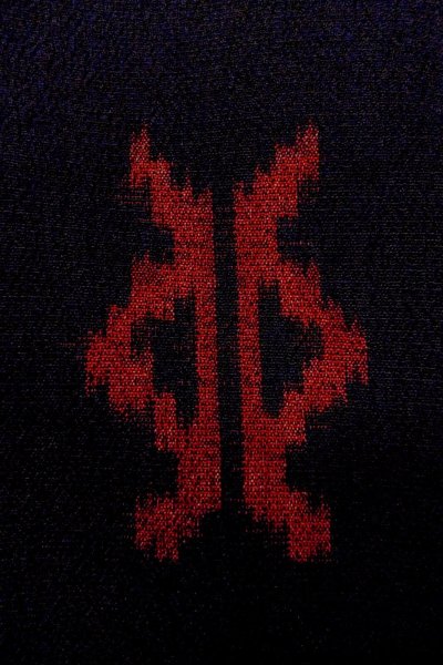 画像7: O0624N 女性用織  シルク（正絹） 黒, 幾何学模様 【中古】【USED】【リサイクル】 ★★★☆☆【O0624N】 (7)