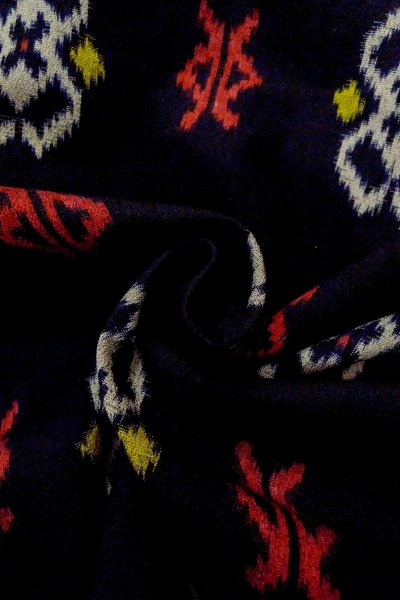 画像12: O0624N 女性用織  シルク（正絹） 黒, 幾何学模様 【中古】【USED】【リサイクル】 ★★★☆☆【O0624N】 (12)