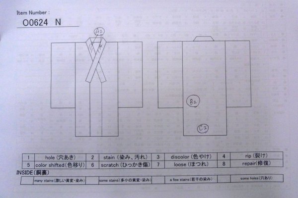 画像13: O0624N 女性用織  シルク（正絹） 黒, 幾何学模様 【中古】【USED】【リサイクル】 ★★★☆☆【O0624N】 (13)