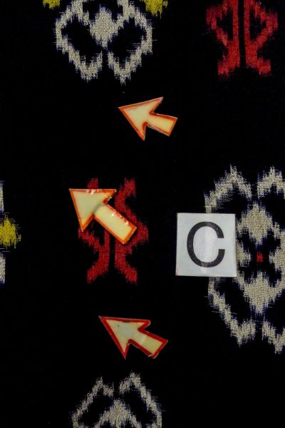 画像16: O0624N 女性用織  シルク（正絹） 黒, 幾何学模様 【中古】【USED】【リサイクル】 ★★★☆☆【O0624N】 (16)