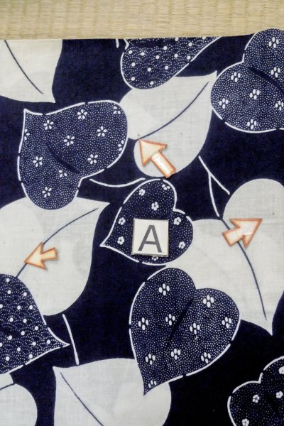 画像14: O0624O 女性用浴衣（日本製）  綿麻 藍, 花 【中古】【USED】【リサイクル】 ★★☆☆☆【O0624O】 (14)