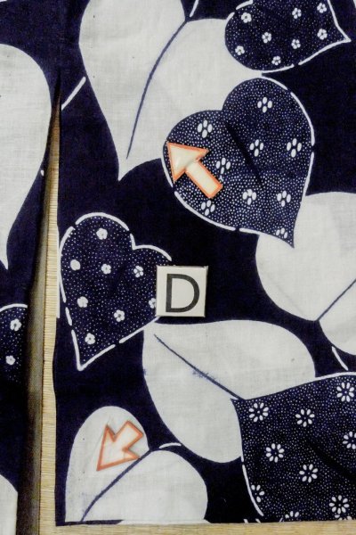 画像17: O0624O 女性用浴衣（日本製）  綿麻 藍, 花 【中古】【USED】【リサイクル】 ★★☆☆☆【O0624O】 (17)