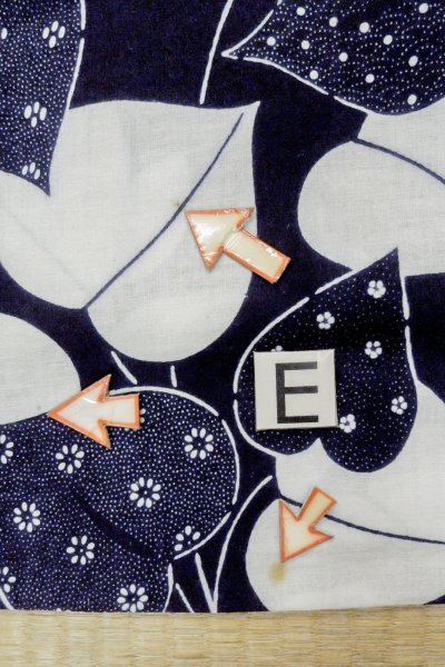 画像18: O0624O 女性用浴衣（日本製）  綿麻 藍, 花 【中古】【USED】【リサイクル】 ★★☆☆☆【O0624O】 (18)