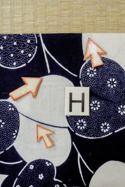 画像21: O0624O 女性用浴衣（日本製）  綿麻 藍, 花 【中古】【USED】【リサイクル】 ★★☆☆☆【O0624O】 (21)