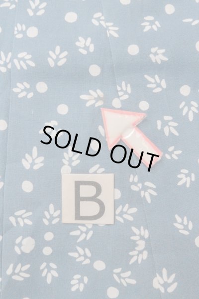 画像15: O0624P 女性用浴衣（日本製）  綿 灰色がかった青, 葉 【中古】【USED】【リサイクル】 ★★☆☆☆【O0624P】 (15)