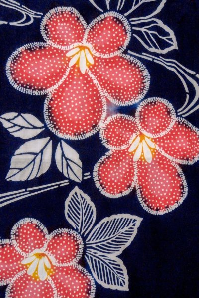 画像3: O0624Q 女性用注染浴衣  綿 藍, 花 【中古】【USED】【リサイクル】 ★☆☆☆☆【O0624Q】 (3)