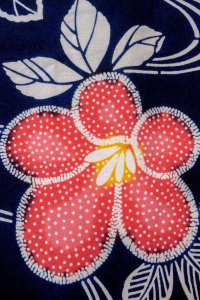 画像5: O0624Q 女性用注染浴衣  綿 藍, 花 【中古】【USED】【リサイクル】 ★☆☆☆☆【O0624Q】 (5)