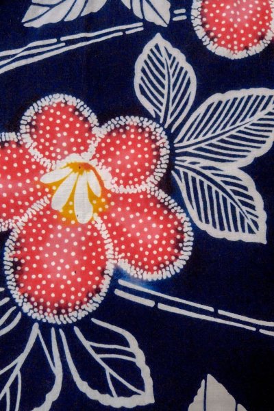 画像7: O0624Q 女性用注染浴衣  綿 藍, 花 【中古】【USED】【リサイクル】 ★☆☆☆☆【O0624Q】 (7)