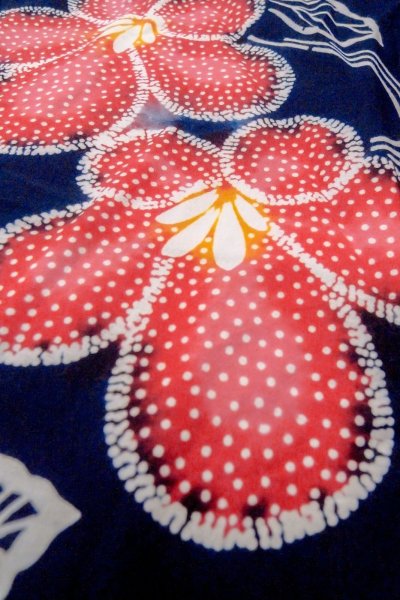 画像8: O0624Q 女性用注染浴衣  綿 藍, 花 【中古】【USED】【リサイクル】 ★☆☆☆☆【O0624Q】 (8)