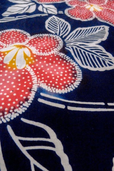 画像9: O0624Q 女性用注染浴衣  綿 藍, 花 【中古】【USED】【リサイクル】 ★☆☆☆☆【O0624Q】 (9)