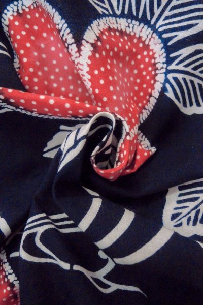 画像12: O0624Q 女性用注染浴衣  綿 藍, 花 【中古】【USED】【リサイクル】 ★☆☆☆☆【O0624Q】 (12)