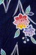 画像3: O0624R 女性用注染浴衣  綿 藍, 花 【中古】【USED】【リサイクル】 ★☆☆☆☆【O0624R】 (3)