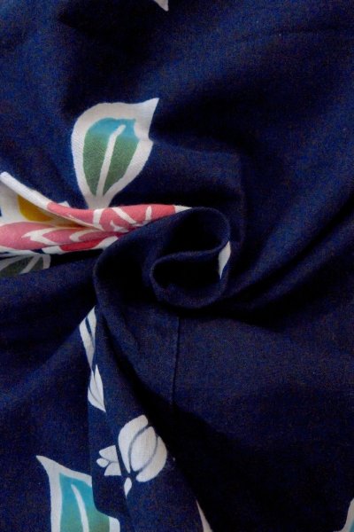 画像11: O0624R 女性用注染浴衣  綿 藍, 花 【中古】【USED】【リサイクル】 ★☆☆☆☆【O0624R】 (11)