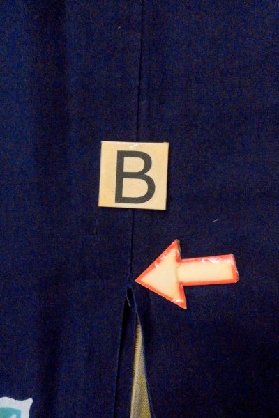 画像15: O0624R 女性用注染浴衣  綿 藍, 花 【中古】【USED】【リサイクル】 ★☆☆☆☆【O0624R】 (15)