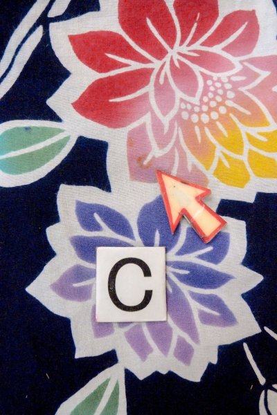 画像16: O0624R 女性用注染浴衣  綿 藍, 花 【中古】【USED】【リサイクル】 ★☆☆☆☆【O0624R】 (16)