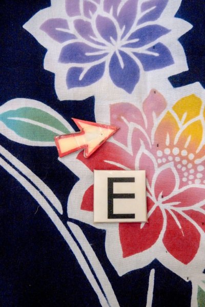 画像18: O0624R 女性用注染浴衣  綿 藍, 花 【中古】【USED】【リサイクル】 ★☆☆☆☆【O0624R】 (18)