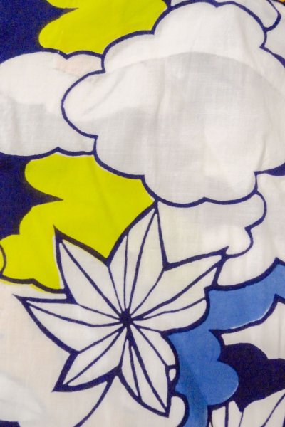 画像5: O0624S 女性用浴衣（日本製）  綿 藍, もみじ 【中古】【USED】【リサイクル】 ★★☆☆☆【O0624S】 (5)