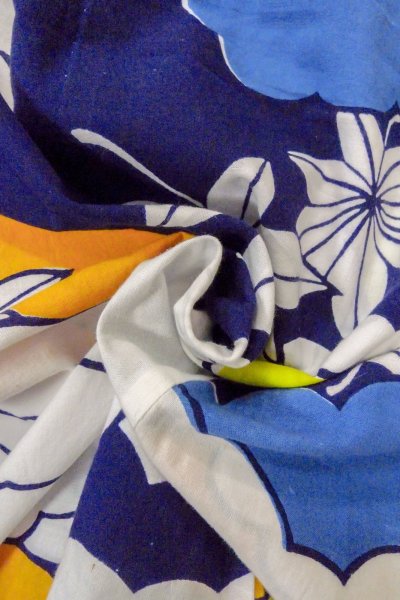 画像12: O0624S 女性用浴衣（日本製）  綿 藍, もみじ 【中古】【USED】【リサイクル】 ★★☆☆☆【O0624S】 (12)