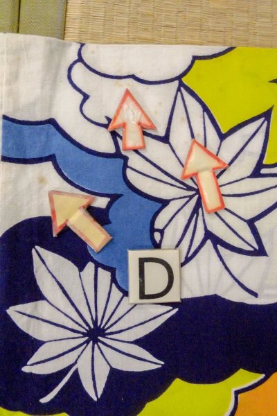 画像17: O0624S 女性用浴衣（日本製）  綿 藍, もみじ 【中古】【USED】【リサイクル】 ★★☆☆☆【O0624S】 (17)