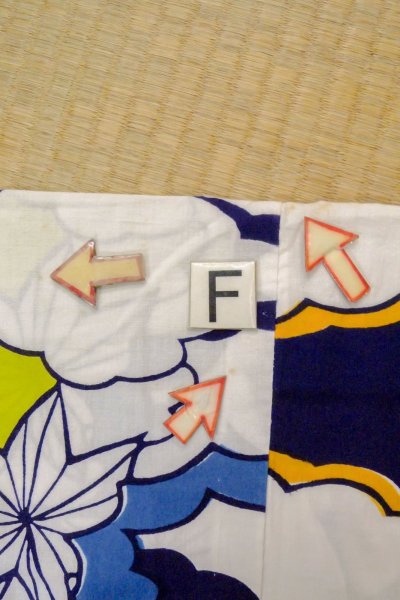 画像19: O0624S 女性用浴衣（日本製）  綿 藍, もみじ 【中古】【USED】【リサイクル】 ★★☆☆☆【O0624S】 (19)