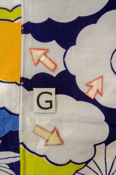 画像20: O0624S 女性用浴衣（日本製）  綿 藍, もみじ 【中古】【USED】【リサイクル】 ★★☆☆☆【O0624S】 (20)