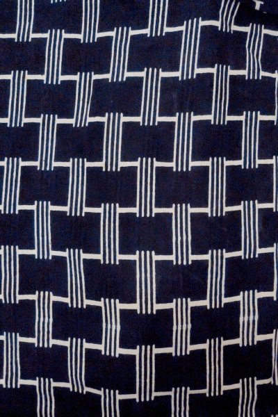 画像3: O0624T 女性用浴衣（日本製）  綿 藍, 線 【中古】【USED】【リサイクル】 ★★★☆☆【O0624T】 (3)