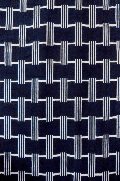 画像4: O0624T 女性用浴衣（日本製）  綿 藍, 線 【中古】【USED】【リサイクル】 ★★★☆☆【O0624T】 (4)