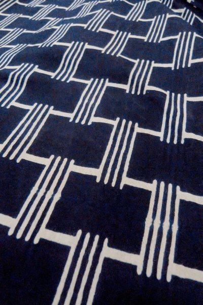 画像8: O0624T 女性用浴衣（日本製）  綿 藍, 線 【中古】【USED】【リサイクル】 ★★★☆☆【O0624T】 (8)