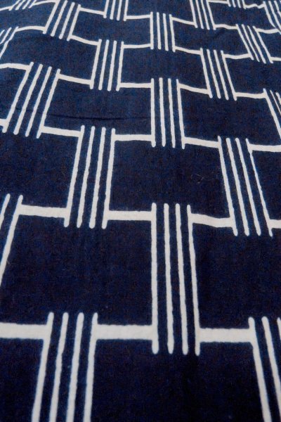 画像9: O0624T 女性用浴衣（日本製）  綿 藍, 線 【中古】【USED】【リサイクル】 ★★★☆☆【O0624T】 (9)