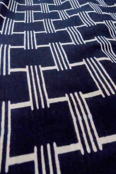 画像10: O0624T 女性用浴衣（日本製）  綿 藍, 線 【中古】【USED】【リサイクル】 ★★★☆☆【O0624T】 (10)