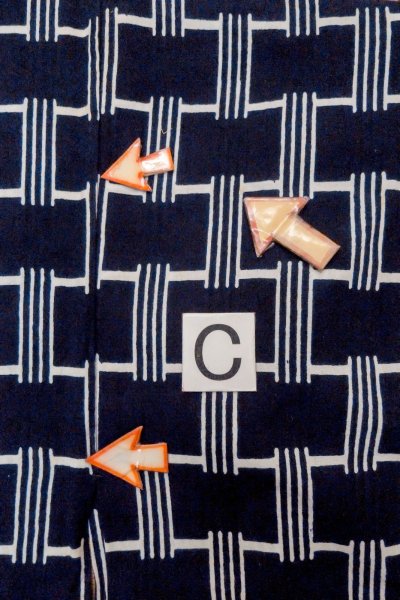 画像16: O0624T 女性用浴衣（日本製）  綿 藍, 線 【中古】【USED】【リサイクル】 ★★★☆☆【O0624T】 (16)