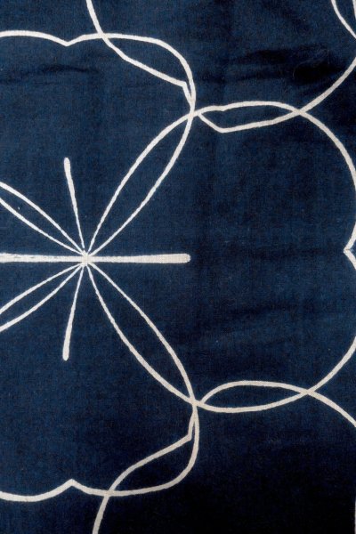 画像6: O0624U 女性用浴衣（日本製）  綿 深い藍, 花 【中古】【USED】【リサイクル】 ★★★☆☆【O0624U】 (6)