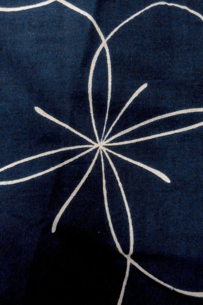 画像7: O0624U 女性用浴衣（日本製）  綿 深い藍, 花 【中古】【USED】【リサイクル】 ★★★☆☆【O0624U】 (7)