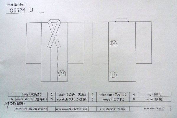 画像13: O0624U 女性用浴衣（日本製）  綿 深い藍, 花 【中古】【USED】【リサイクル】 ★★★☆☆【O0624U】 (13)