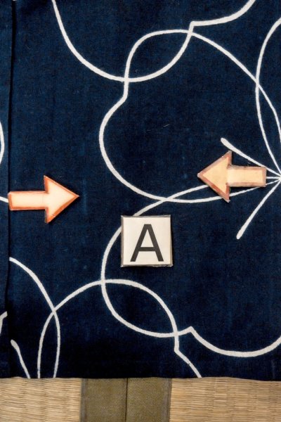 画像14: O0624U 女性用浴衣（日本製）  綿 深い藍, 花 【中古】【USED】【リサイクル】 ★★★☆☆【O0624U】 (14)