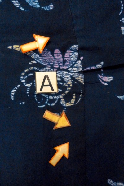 画像14: O0624V 女性用注染浴衣  綿 深い藍, 菊 【中古】【USED】【リサイクル】 ★★★☆☆【O0624V】 (14)