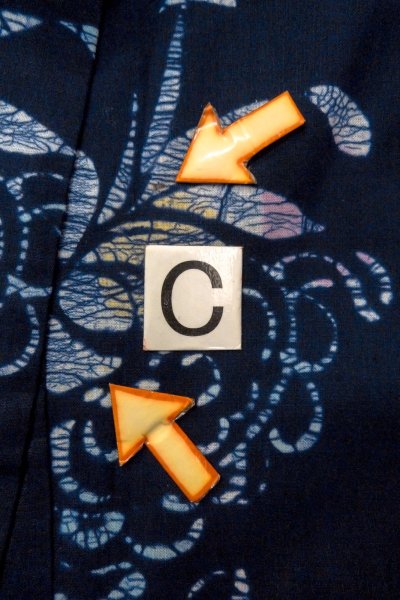 画像16: O0624V 女性用注染浴衣  綿 深い藍, 菊 【中古】【USED】【リサイクル】 ★★★☆☆【O0624V】 (16)