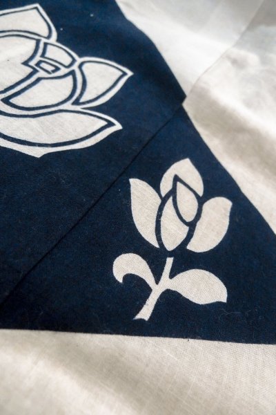 画像12: O0624X 女性用浴衣（日本製）  綿麻 白, 花 【中古】【USED】【リサイクル】 ★★☆☆☆【O0624X】 (12)