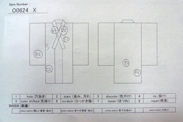 画像19: O0624X 女性用浴衣（日本製）  綿麻 白, 花 【中古】【USED】【リサイクル】 ★★☆☆☆【O0624X】 (19)