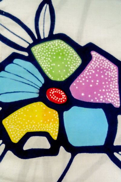 画像6: O0624Y 女性用浴衣（日本製）  綿 白, 花 【中古】【USED】【リサイクル】 ★★★☆☆【O0624Y】 (6)